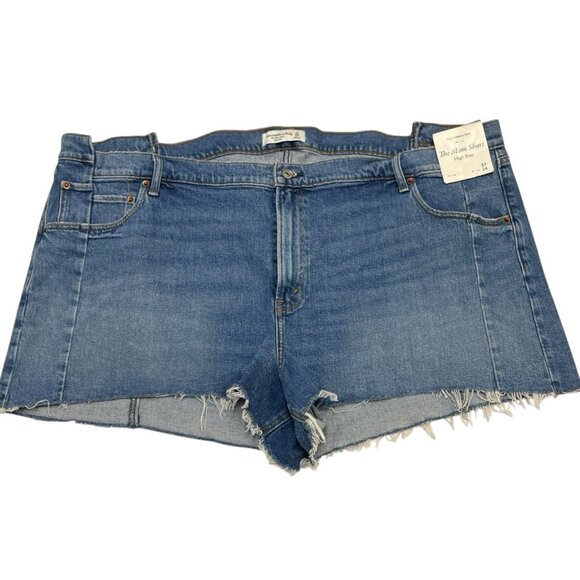 Abercrombie Fitch Jean‎ Short Women Plus 37/24 The Mom 10.5 High Rise Cut Off - Picture 1 of 11